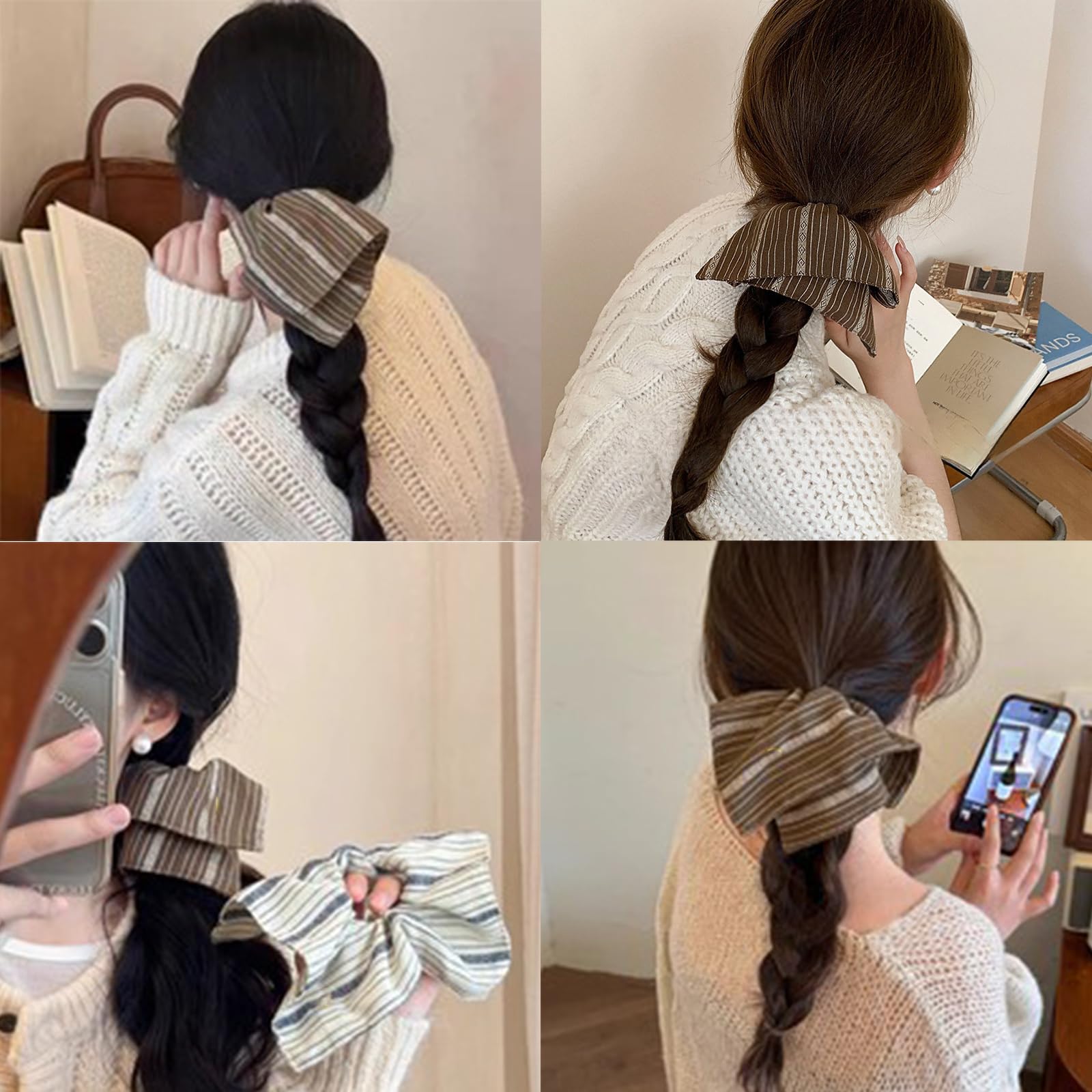 Amazon | YiyiLai 6点セットボリューム シュシュ 超大 ヘアゴム 大きめ